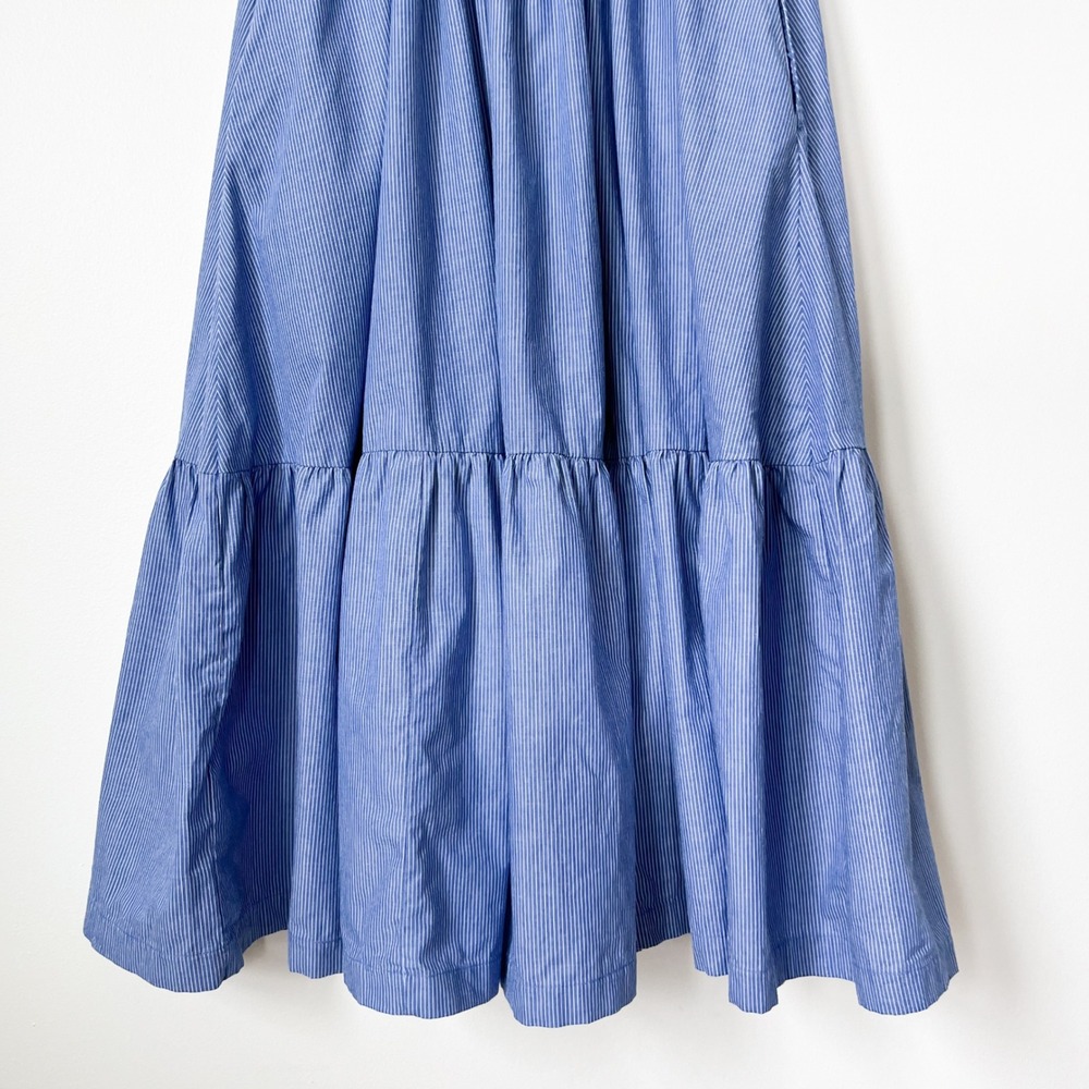 Abercrombie & Fitch Emerson Puff Sleeve Midi Dress Blue Pintstripe Womens Small - Picture 8 of 13